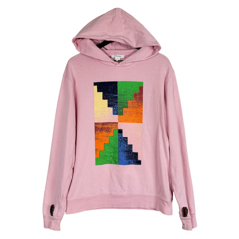 FRAME Mens Mosaic Pink Hoodie Sweatshirt - S